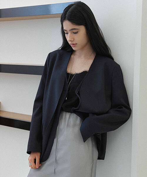 Collarless Cut Layered Jacket NEW6XJ208_23