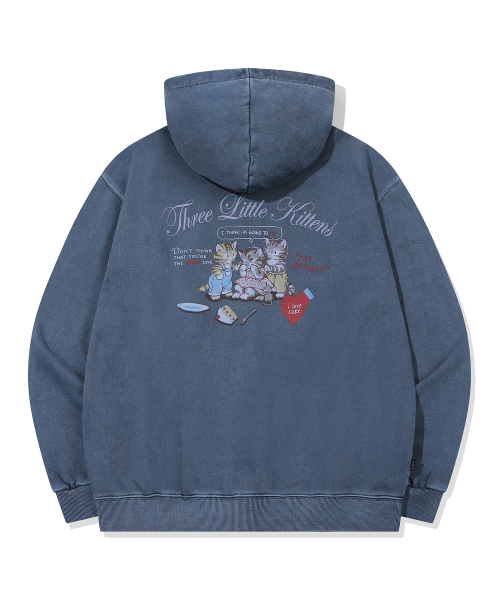 [2-WAY] 크라잉 키티 피그먼트 후드집업 오션블루