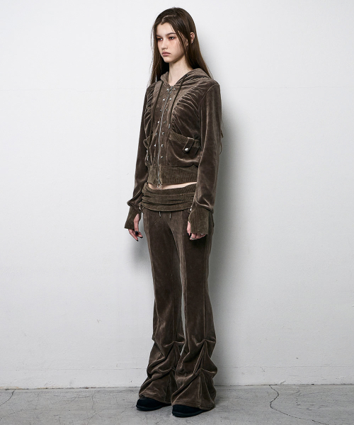 Velour Flared Pants (KHAKI BROWN)