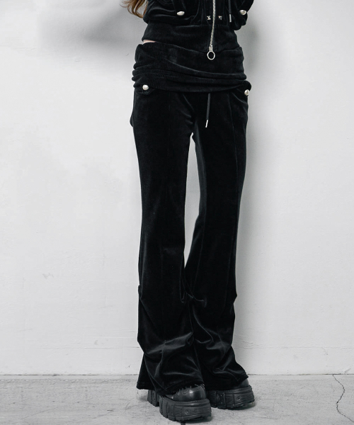 Velour Flared Pants (BLACK)