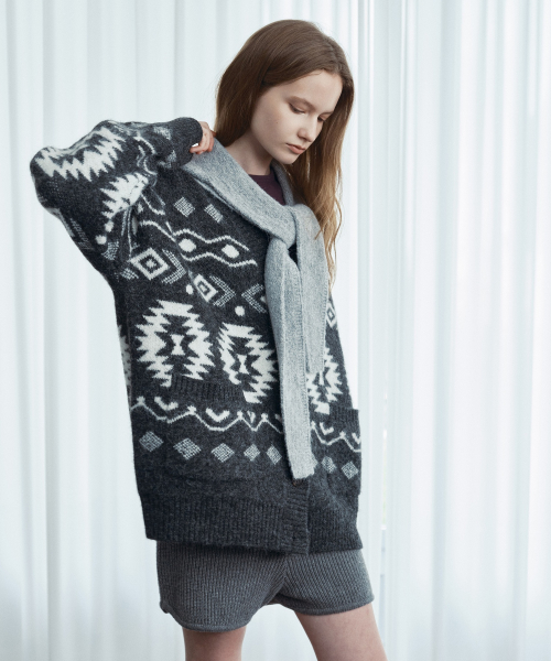Wool Blend V-Neck Knit Cardigan J1KT729A