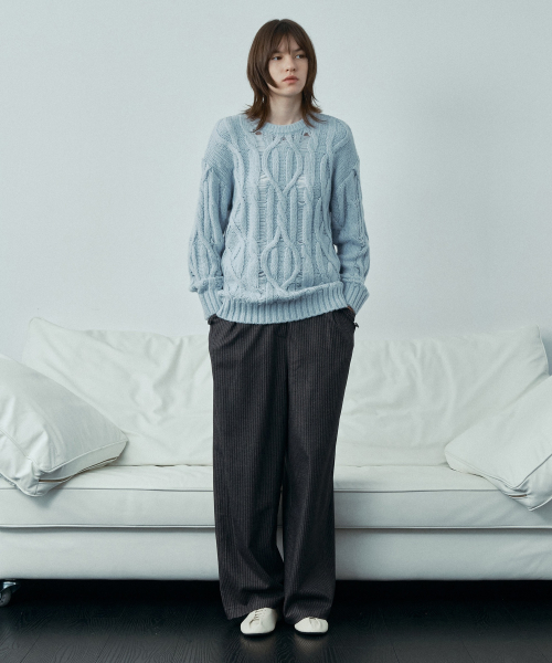 Pinstripe Wide-Leg Pants J1PT721A