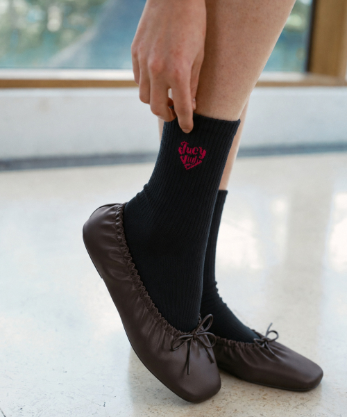 Heart Lettering Ribbed Socks J1SC000D