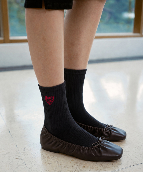 Heart Lettering Ribbed Socks J1SC000D