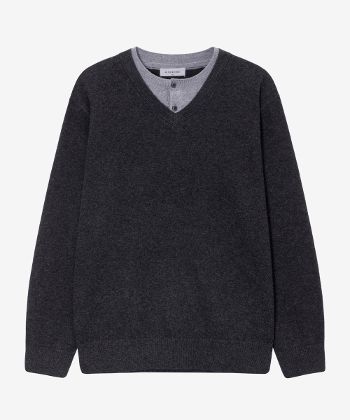 [COUTURE]Layered V-Neck Knit - 2color