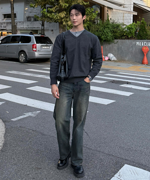 [COUTURE]Layered V-Neck Knit - 2color
