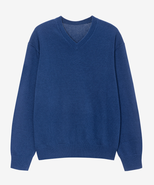 [COUTURE]Wool blend V-neck semi-oversized knit - 2color