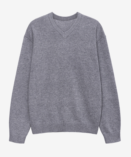 [COUTURE]Wool blend V-neck semi-oversized knit - 2color