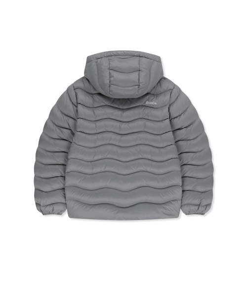 FLOWING QUILTED HOODY DOWN JUMPER IN LIGHT GREY