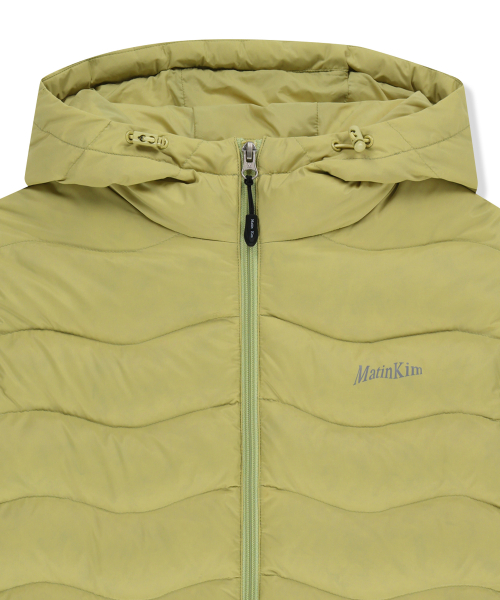 FLOWING QUILTED HOODY DOWN JUMPER IN LIME