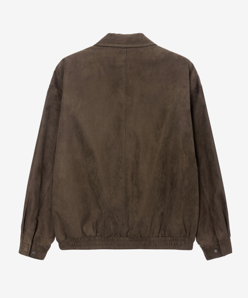 Brown Suede Oversized Zip-up Puffer Blouson