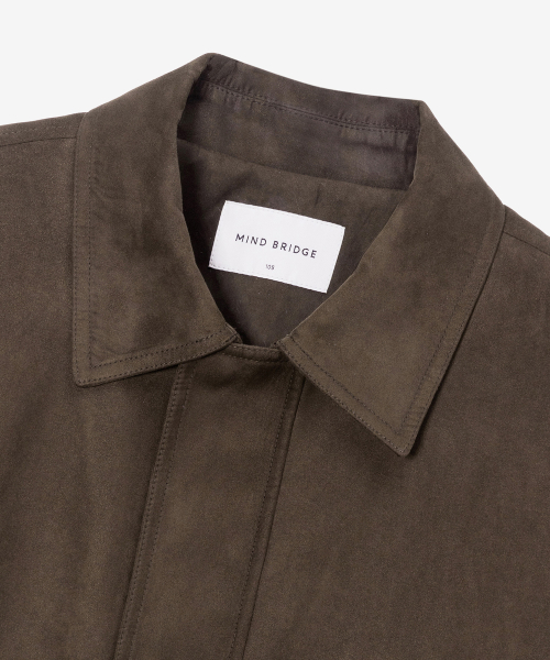 Brown Suede Oversized Zip-up Puffer Blouson