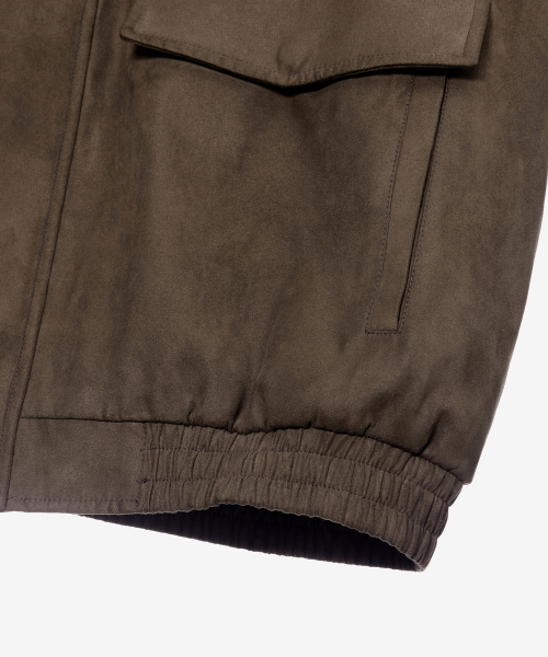 Brown Suede Oversized Zip-up Puffer Blouson