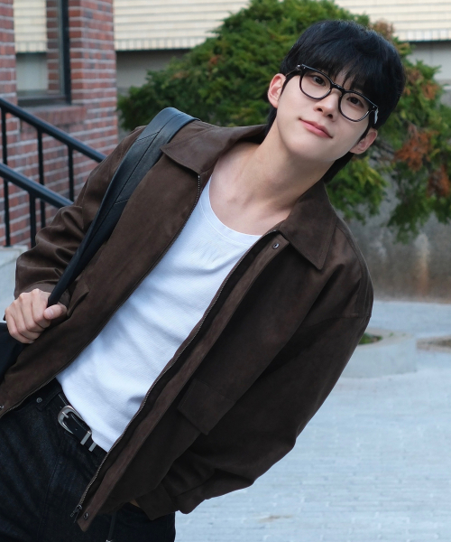 Brown Suede Oversized Zip-up Puffer Blouson