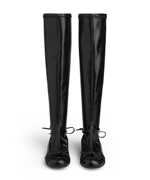 SPAN RIBBON LONG BOOTS IN BLACK