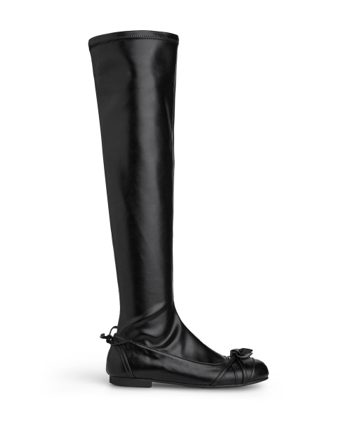 SPAN RIBBON LONG BOOTS IN BLACK