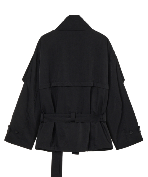 BUCKLE TRENCH JACKET IN BLACK