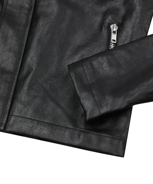 LEUEL DOUBLE ZIP DIAGONAL LEATHER JACKET