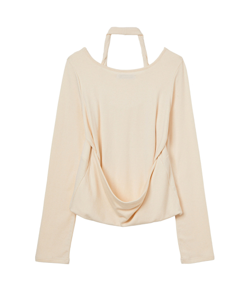 LAYERED HALTER NECK LONG SLEEVE IN IVORY