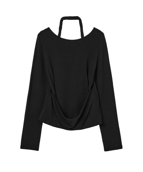 LAYERED HALTER NECK LONG SLEEVE IN BLACK