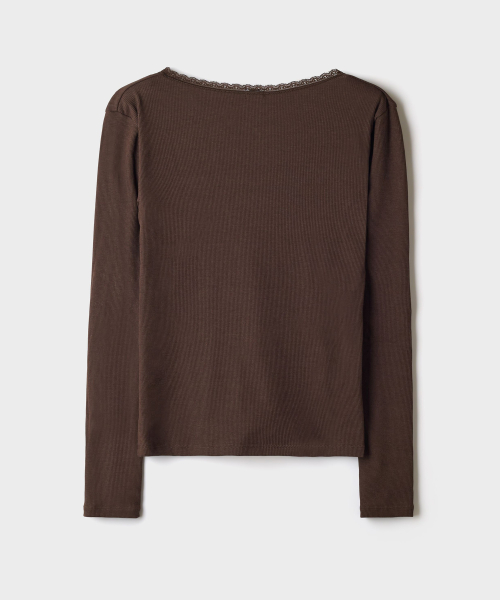 [COMFORT] Lace Henley-Neck Long-Sleeve Tee_SPLOG49A04