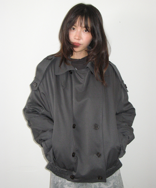 DETACHABLE TRIMMING HEART TRENCH JUMPER CHARCOAL