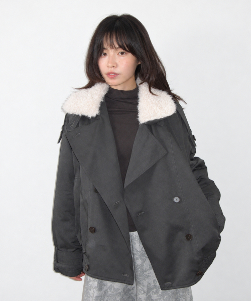 DETACHABLE TRIMMING HEART TRENCH JUMPER CHARCOAL