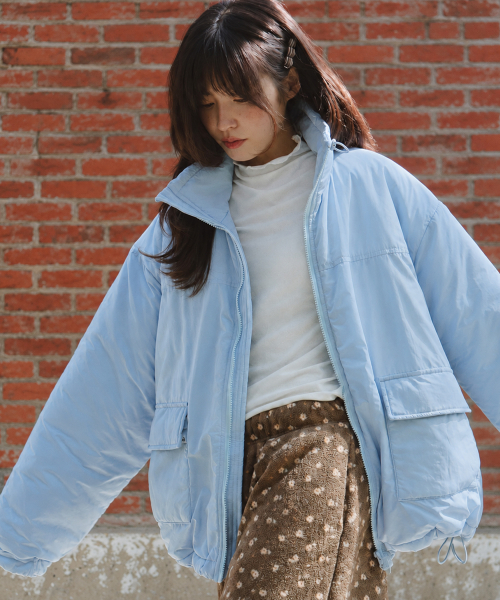 DOUBLE POCKET PUFFER PADDING SOFT BLUE