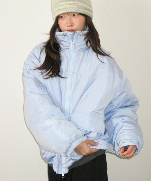 DOUBLE POCKET PUFFER PADDING SOFT BLUE