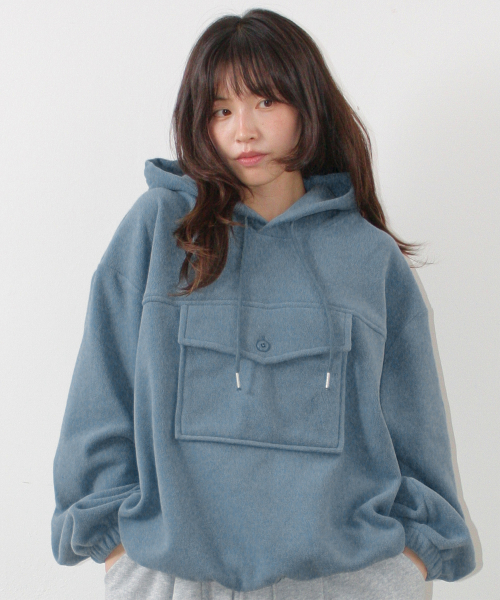 POCKET POINT FLEECE ANORAK DUSTY BLUE