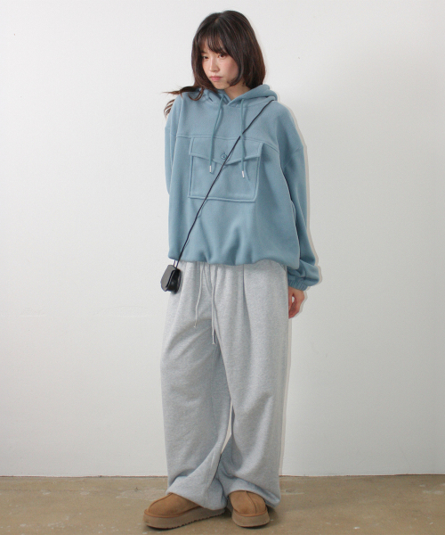 POCKET POINT FLEECE ANORAK DUSTY BLUE