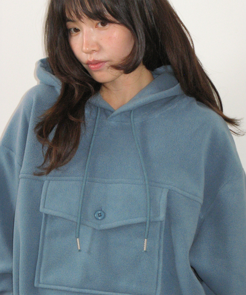 POCKET POINT FLEECE ANORAK DUSTY BLUE
