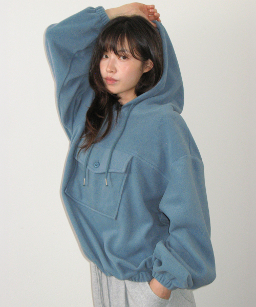 POCKET POINT FLEECE ANORAK DUSTY BLUE