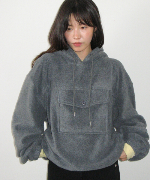 POCKET POINT FLEECE ANORAK CHARCOAL
