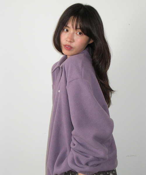 FLEECE COLLAR BANDING PULLOVER PURPLE