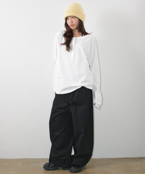 HENLEY NECK OVER FIT LONG SLEEVE WHITE