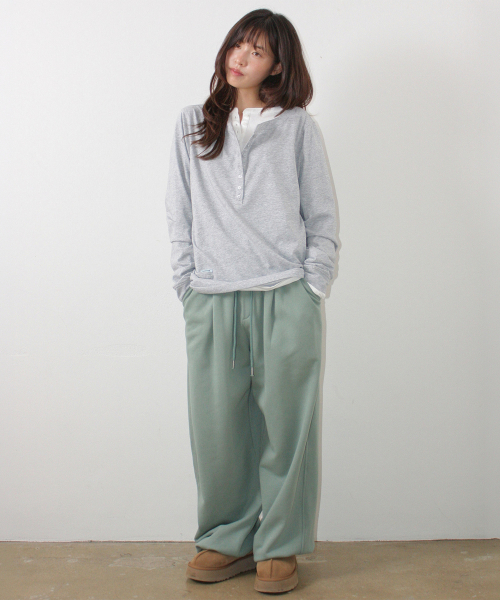 HENLEY NECK OVER FIT LONG SLEEVE GREY