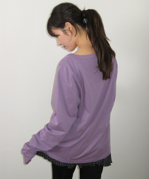 HENLEY NECK OVER FIT LONG SLEEVE PURPLE