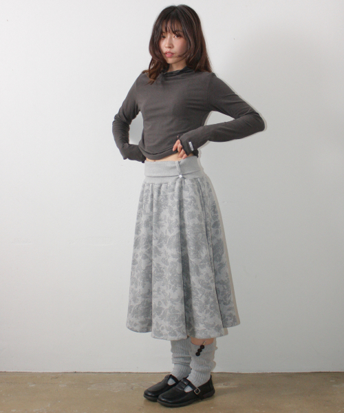 WAVE MOCK NECK LONG SLEEVE CHARCOAL