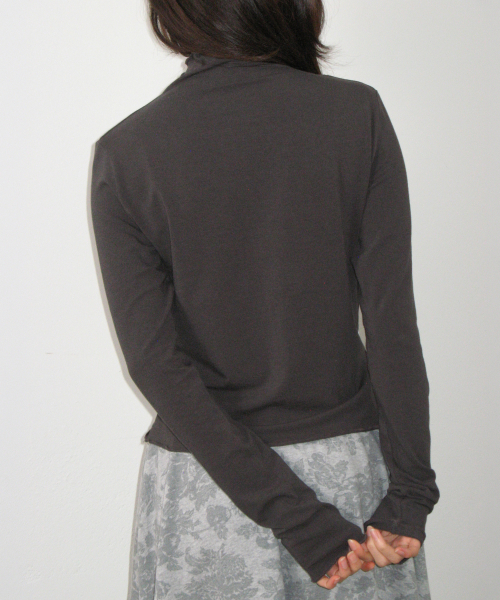 WAVE MOCK NECK LONG SLEEVE CHARCOAL