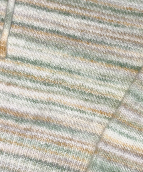 SOFT STRIPE HOOD KNIT GREEN