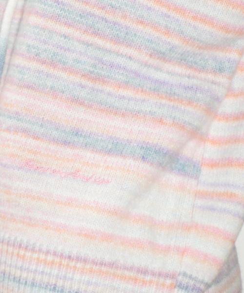 SOFT STRIPE HOOD KNIT PURPLE