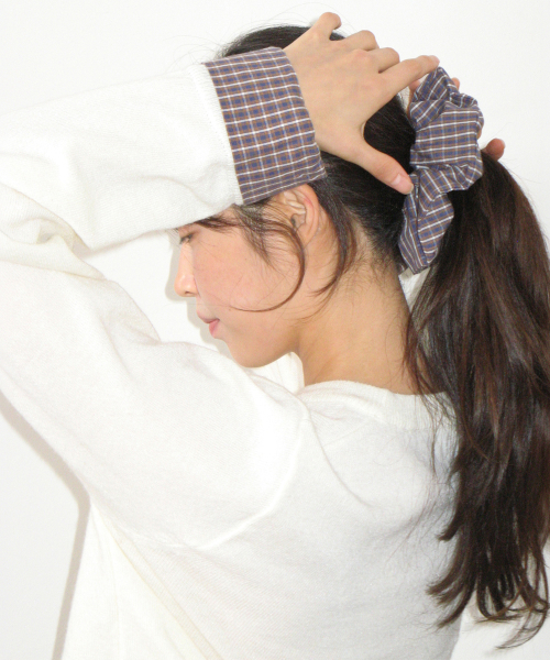 PONY CHECK CUFFS KNIT PULLOVER CREAM