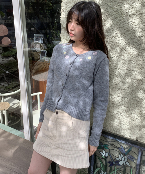 DOUBLE POCKET CORDUROY PANTSKIRT IVORY