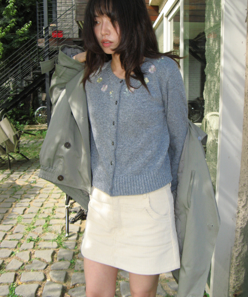 DOUBLE POCKET CORDUROY PANTSKIRT IVORY