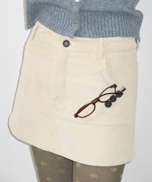 DOUBLE POCKET CORDUROY PANTSKIRT IVORY