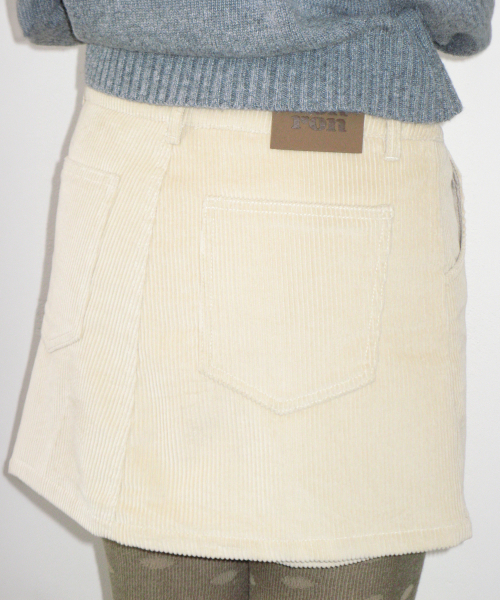 DOUBLE POCKET CORDUROY PANTSKIRT IVORY
