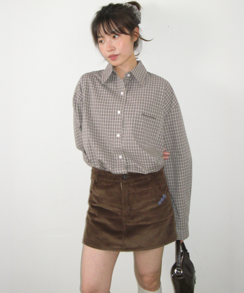 DOUBLE POCKET CORDUROY PANTSKIRT BROWN