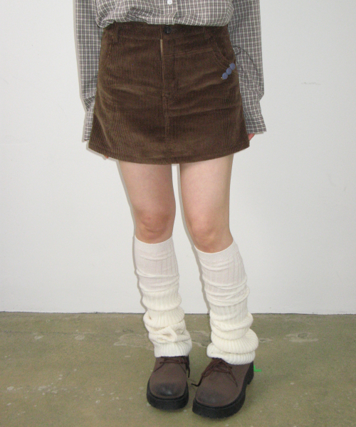 DOUBLE POCKET CORDUROY PANTSKIRT BROWN