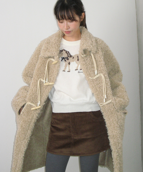 DOUBLE POCKET CORDUROY PANTSKIRT BROWN